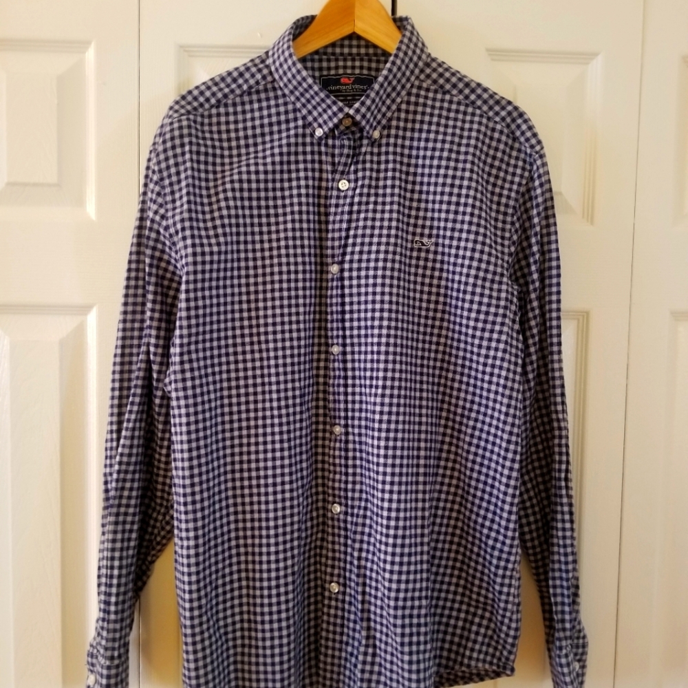 Vineyard Vines Men Plaid Long Sleeve Whale Shirt  Size XL
